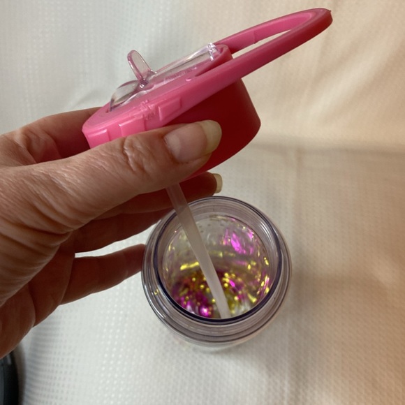 Like New Pink and Gold Star Glitter Plastic Water Bottle - Picture 4 of 4